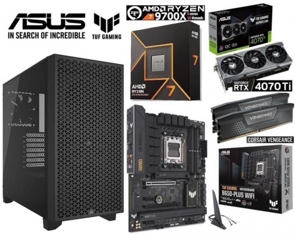 AMD Ryzen7 9700X/RTX4070Ti/水冷/B650/DDR5 32G/M 2 1T/Win11 AMD Ryzen7 9700X/RTX4070Ti/水冷/B650/DDR5 32G/M 2 1T/Win11
