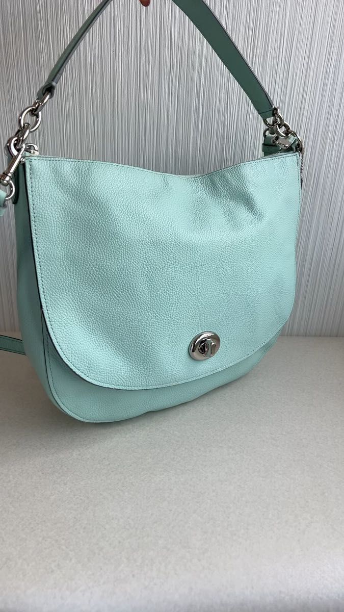 COACH 2way ショルダーバッグ レザー ミントグリーン レザー