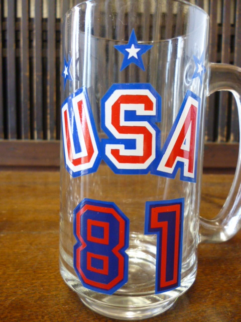 70s 80s 90s Vintage beer mug USA 81 set antique glass tumbler 