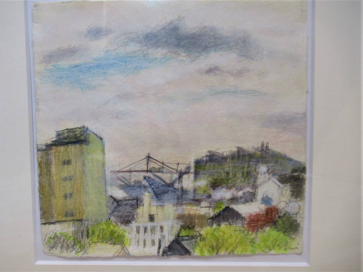 # stone ...# pastel picture frame approximately 53×41.1990 year TADAYUKI*ISHIHARA. scenery street average .