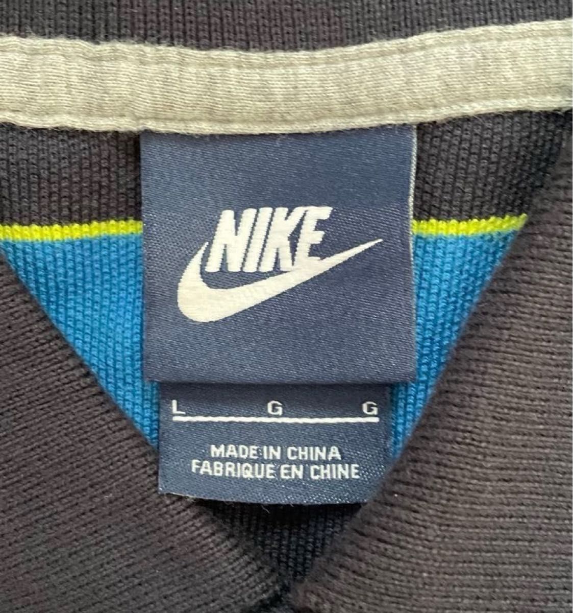 90s NIKE 紺タグ ポロシャツ スウッシュ ボーダー 刺繍ロゴ L 90s NIKE 紺タグ ポロシャツ スウッシュ ボーダー 刺繍ロゴ L