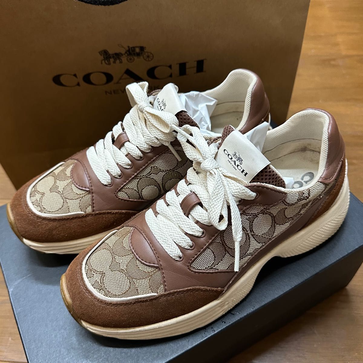 COACHレザー スエードスニーカー レディース 24cm COACH直営店 COACHレザー スエードスニーカー レディース 24cm COACH直営店