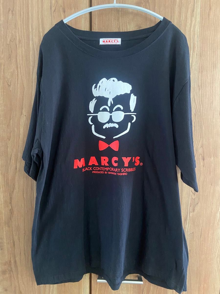MARCY'S ブラック Tシャツ・田代まさし・タレントTシャツ・レア MARCY'S ブラック Tシャツ・田代まさし・タレントTシャツ・レア