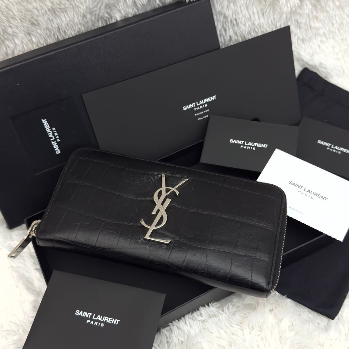 美品 SAINT LAURENT サンローラン カサンドラ 財布 クロコ 美品 SAINT LAURENT サンローラン カサンドラ 財布 クロコ