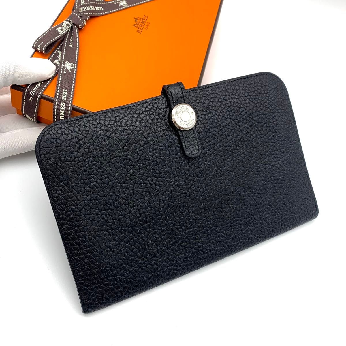 HERMES エルメス ドゴン デュオ GM ブラック 長財布 二つ折り HERMES エルメス ドゴン デュオ GM ブラック 長財布 二つ折り
