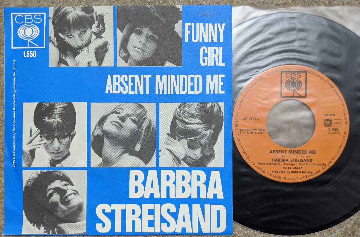 蘭CBS 7"◆Barbra Streisand:Funny Girl/Absent Minded Me_画像2