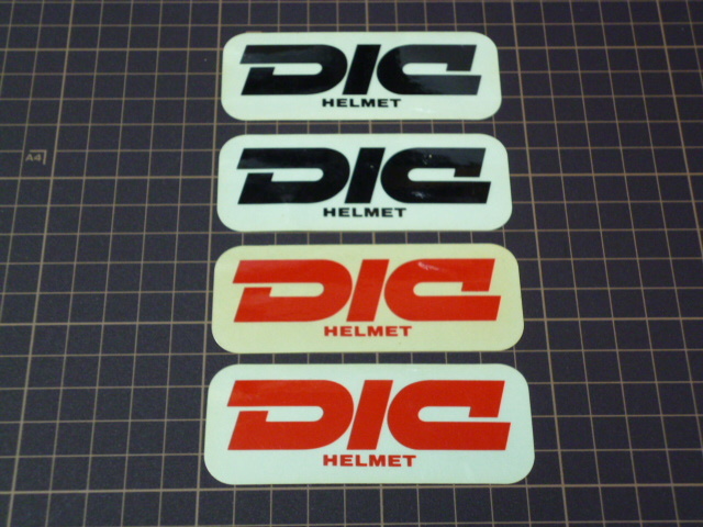 DIC HELMET ステッカー 4枚(2種類・赤/黒・91×41mm) ディーアイシー ヘルメット 大日本インキ化学工業 _画像1