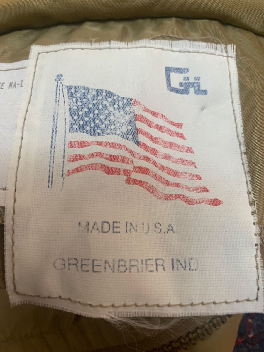 Greenbrier社製 MA-1ジャケット ・ゴールド ・Mサイズ フライト Greenbrier社製 MA-1ジャケット ・ゴールド ・Mサイズ フライト