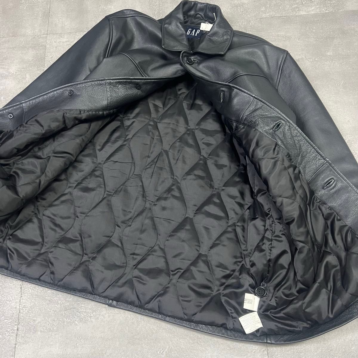Old Gapオールドギャップレザーカーコート革ブラック古着 Old Gapオールドギャップレザーカーコート革ブラック古着