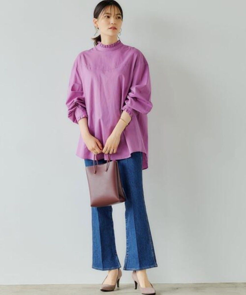 UNITED ARROWS グリーンレーベル フリルネックブラウス スタンド UNITED ARROWS グリーンレーベル フリルネックブラウス スタンド