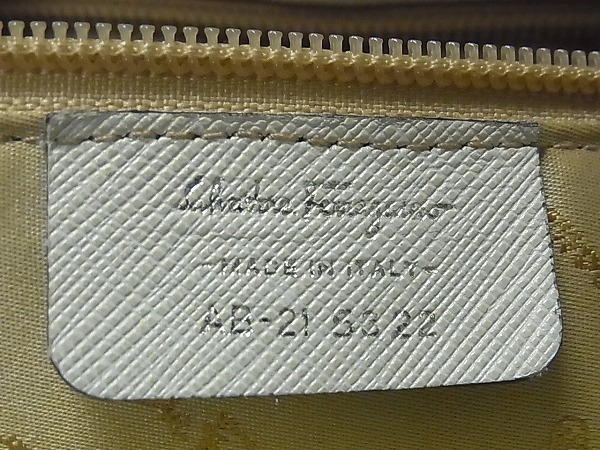 Salvatore Ferragamo フェラガモ ガンチーニ レザー トート ショルダーバッグ クリーム系×シルバー_画像6
