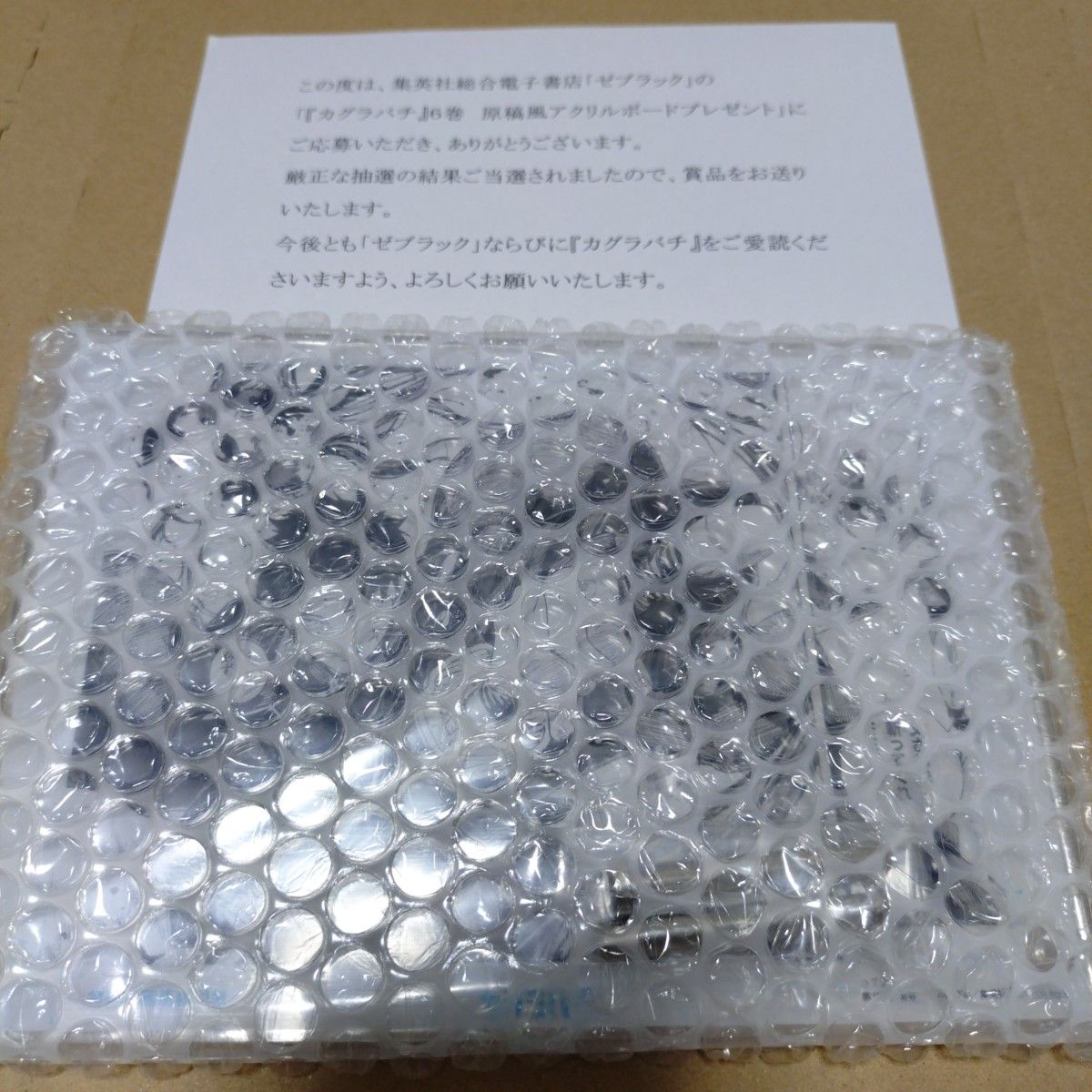 カグラバチ 6巻 ゼブラック 原稿風アクリルボード 当選品 非売品 カグラバチ 6巻 ゼブラック 原稿風アクリルボード 当選品 非売品