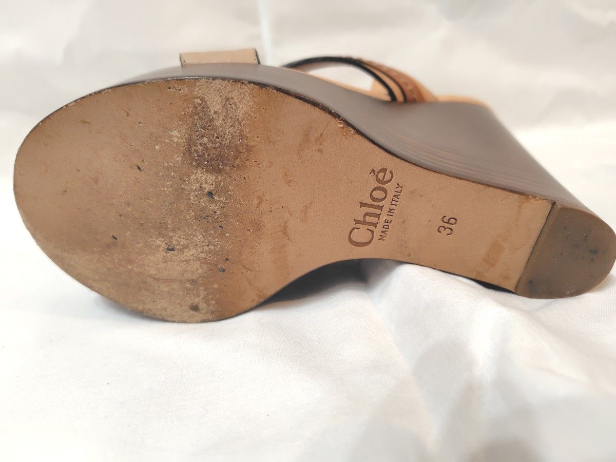 Chloe クロエ レザーウェッジソールサンダル ブラウン 36 23cm Chloe クロエ レザーウェッジソールサンダル ブラウン 36 23cm