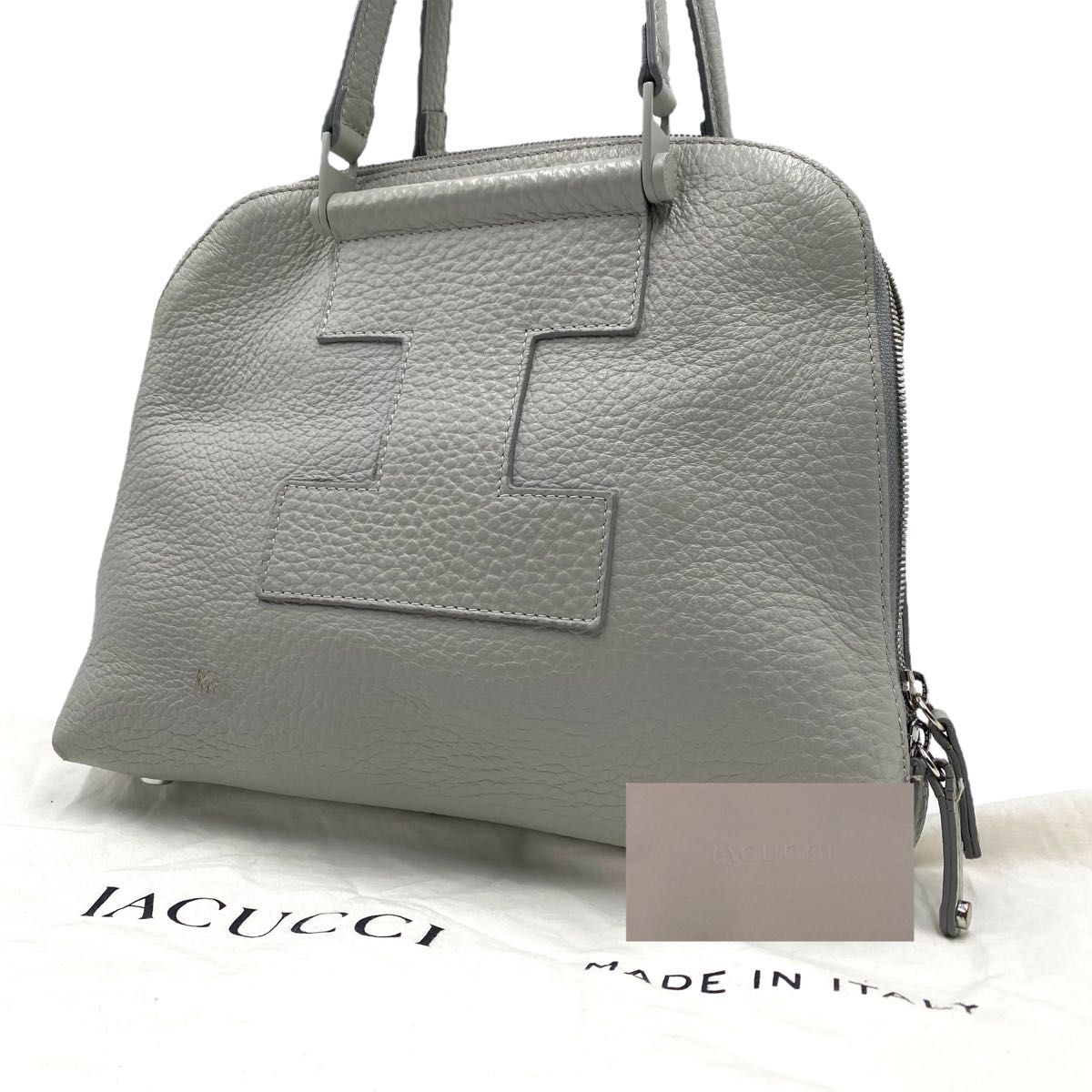 訳あり IACUCCIイアクッチ ギブリ Hロゴ ハンドバッグ シボ革 訳あり IACUCCIイアクッチ ギブリ Hロゴ ハンドバッグ シボ革