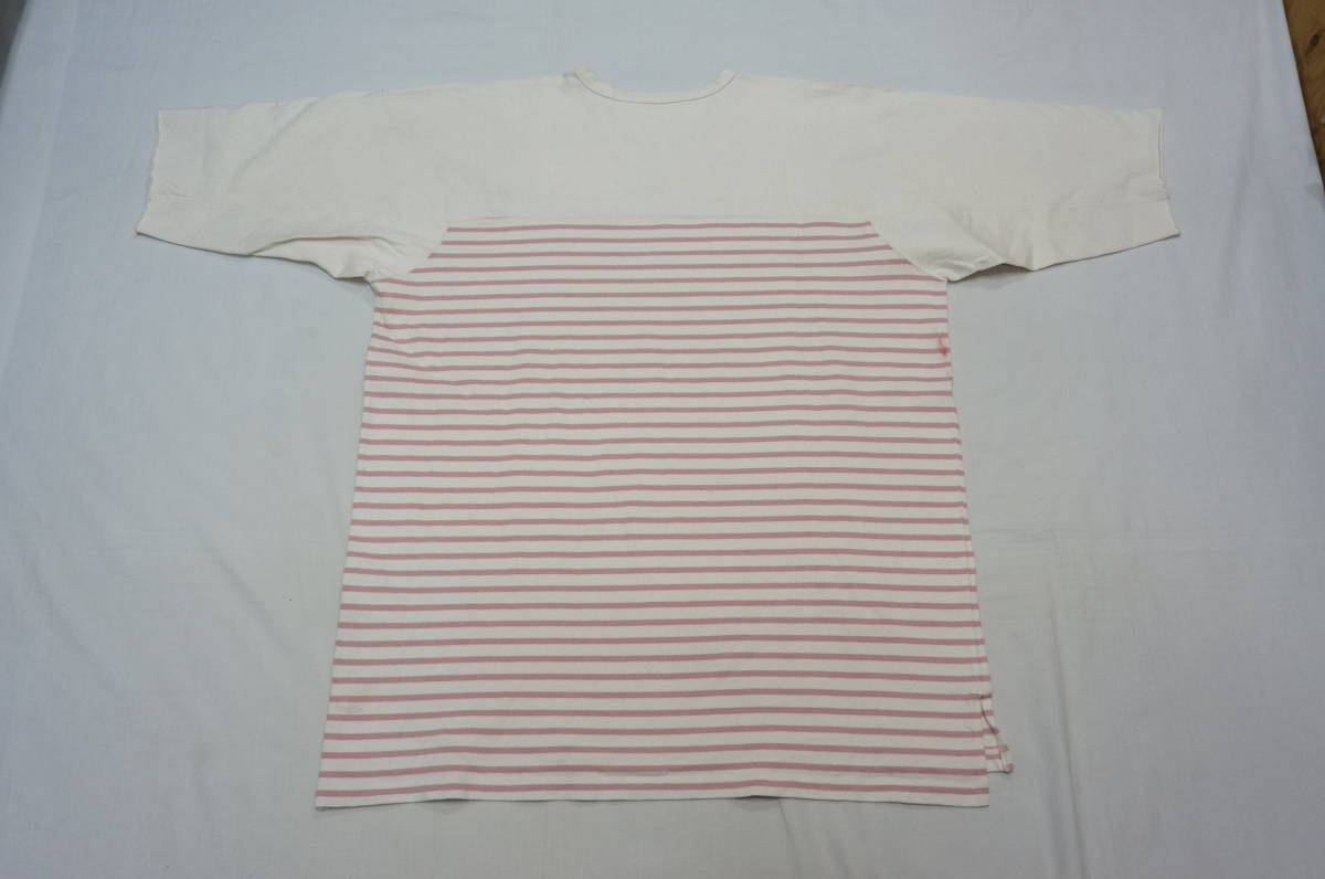 NONNATIVE /NN-C3116 [TRAINER TEE Q/S COTTON JERSEY BORDER] ★ノンネイティブ 17SS ボーダー Tシャツ TEE カットソー 4 ライトベージュ_画像5