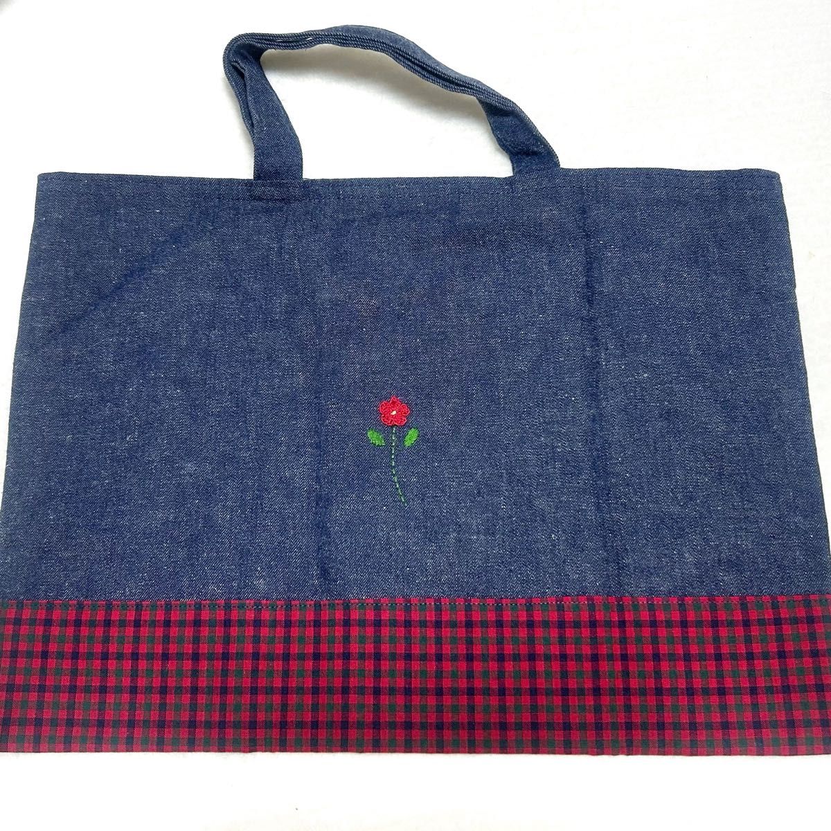 新品 ハンドメイド ファミリア風 デニムバッグ レッスンバッグ 新品 ハンドメイド ファミリア風 デニムバッグ レッスンバッグ