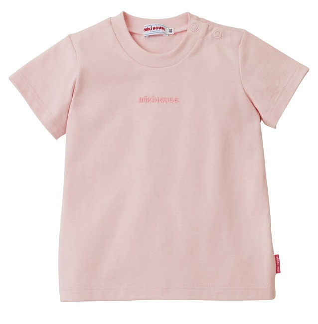  prompt decision![ Miki House ] new goods unused!120cm 115cm~125cm mikihouse Logo .... entering short sleeves T-shirt child clothes girl made in Japan color : pink 