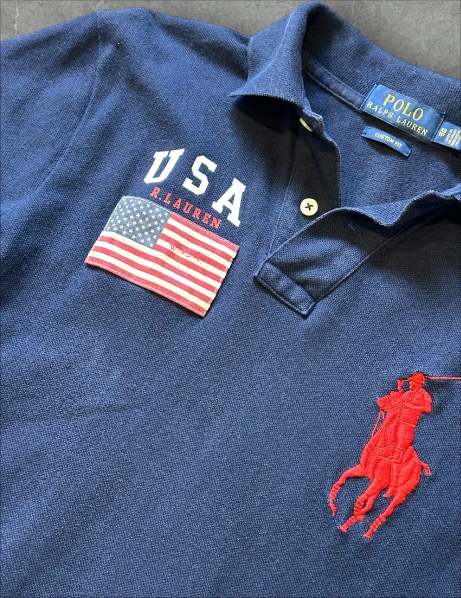 ポロ ラルフローレン ポロシャツ USA 星条旗 ビッグポニー 刺繍 ポロ ラルフローレン ポロシャツ USA 星条旗 ビッグポニー 刺繍