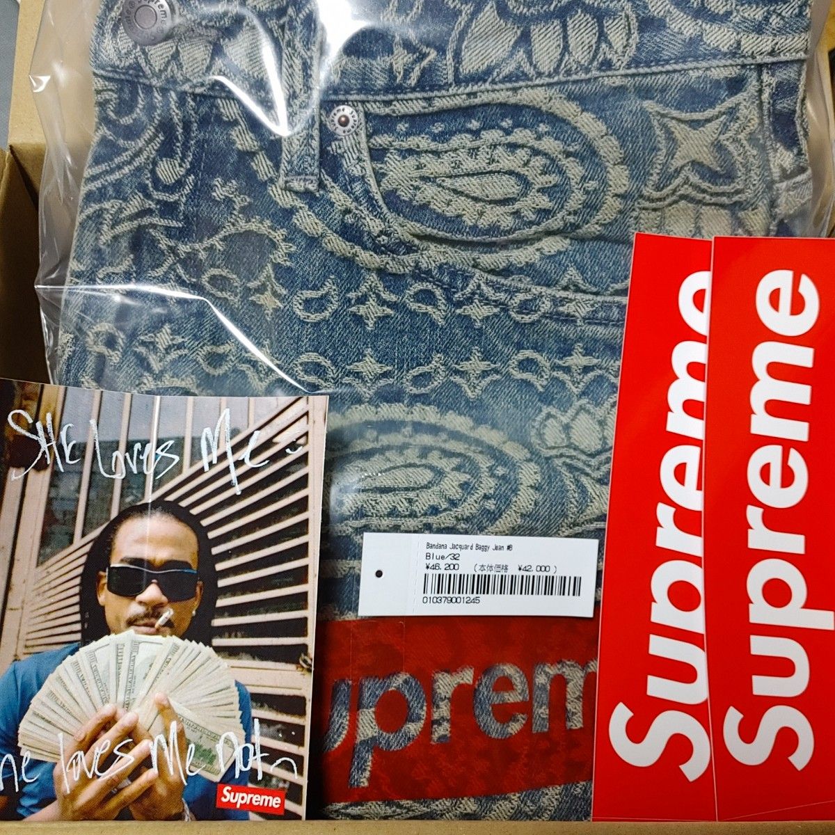 Supreme Bandana Jacquard Baggy Jean 32 Blue バンダナ ジャ Supreme Bandana Jacquard Baggy Jean 32 Blue バンダナ ジャ