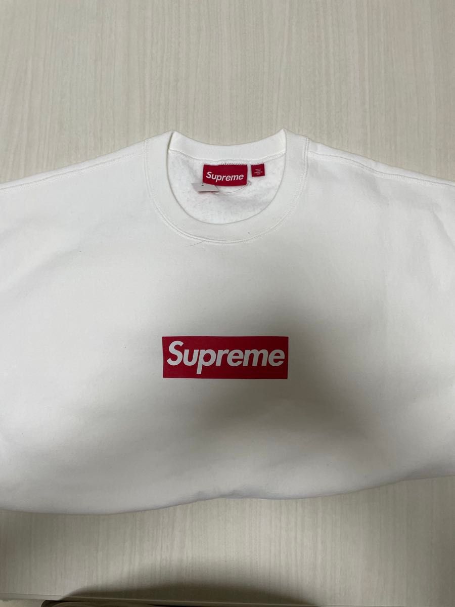 国内正規新品 L Supreme Washed Box Logo Crewneck white 白 国内正規新品 L Supreme Washed Box Logo Crewneck white 白
