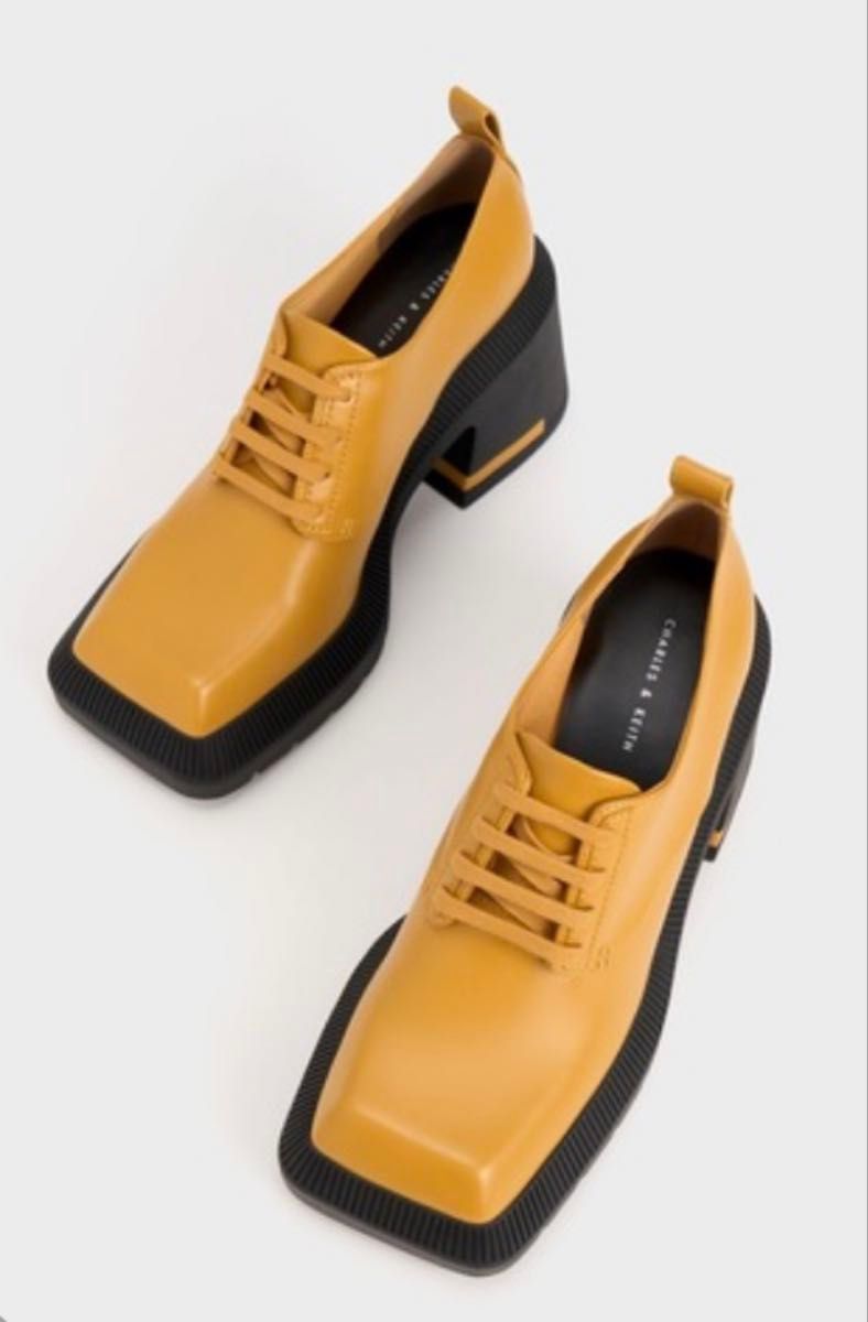 Charles & Keith イエロー レースアップシューズ 38(24 5 Charles & Keith イエロー レースアップシューズ 38(24 5