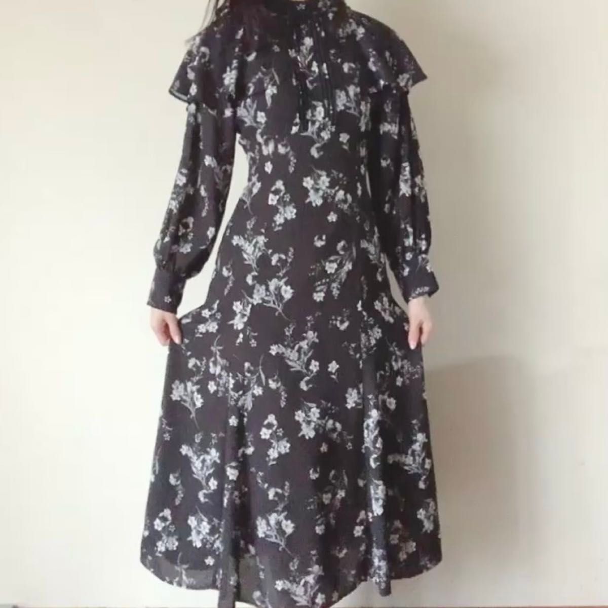 マーキュリーデュオ バックノットリボンフラワーワンピース ブラック 定価17,030円