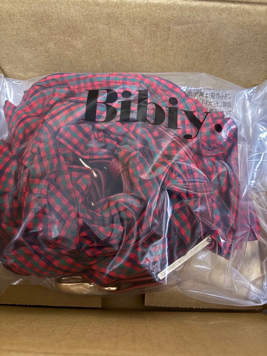 新品 ショルダーストラップ〈Bibiy × familiar〉赤系チェック 新品 ショルダーストラップ〈Bibiy × familiar〉赤系チェック