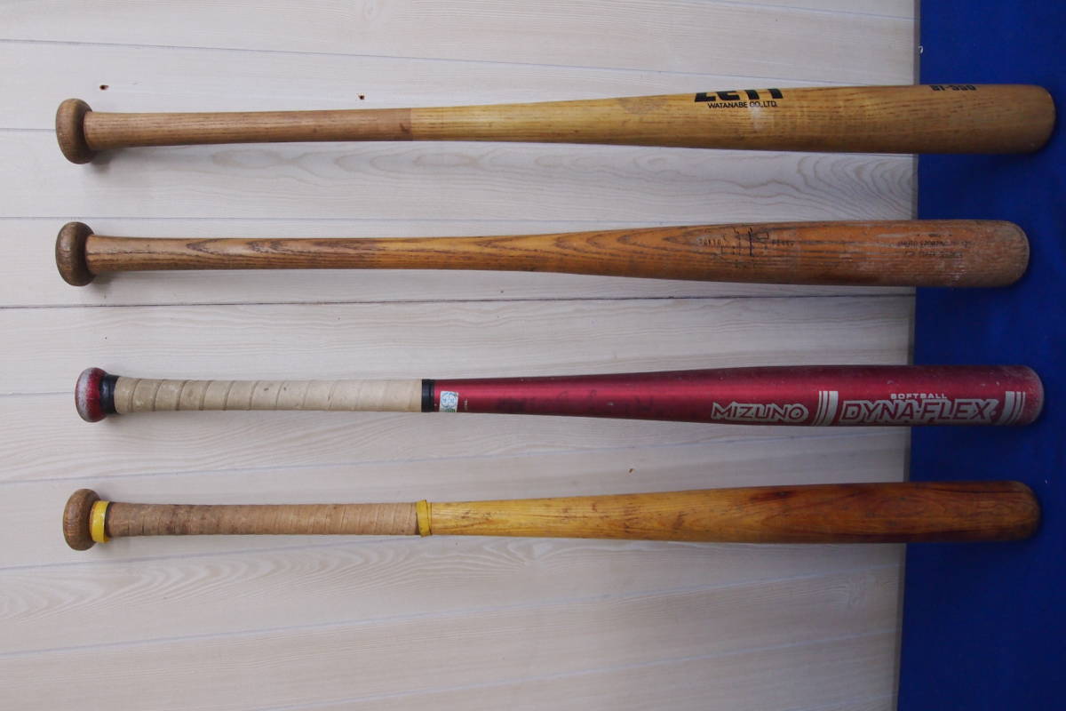 ヤフオク 中古品 木製バット3本 ソフトボール用金属バッ ヤフオク 中古品 木製バット3本 ソフトボール用金属バッ