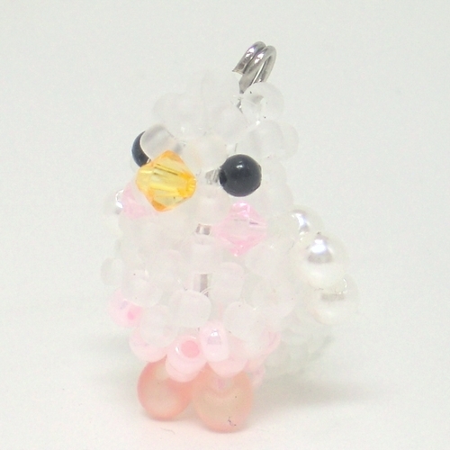 se regulation parakeet Hulk in pink beads. small bird *3WAY( strap * earphone jack * fastener charm ) atelier small bird shop san 