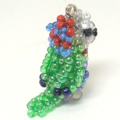 hiougi parakeet beads. small bird *3WAY( strap * smartphone Jack * fastener charm ) atelier small bird shop san parakeet strap 