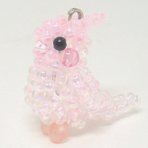 o turtle parakeet dream color pink beads. small bird *3WAY( strap * earphone jack * fastener charm ) atelier small bird shop san beads parakeet strap 