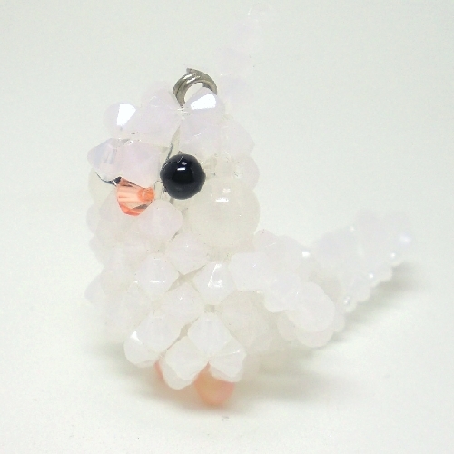 o turtle parakeet pure white snow white BIG beads. small bird 3WAY strap / smartphone Jack / fastener charm atelier small bird shop san L size 