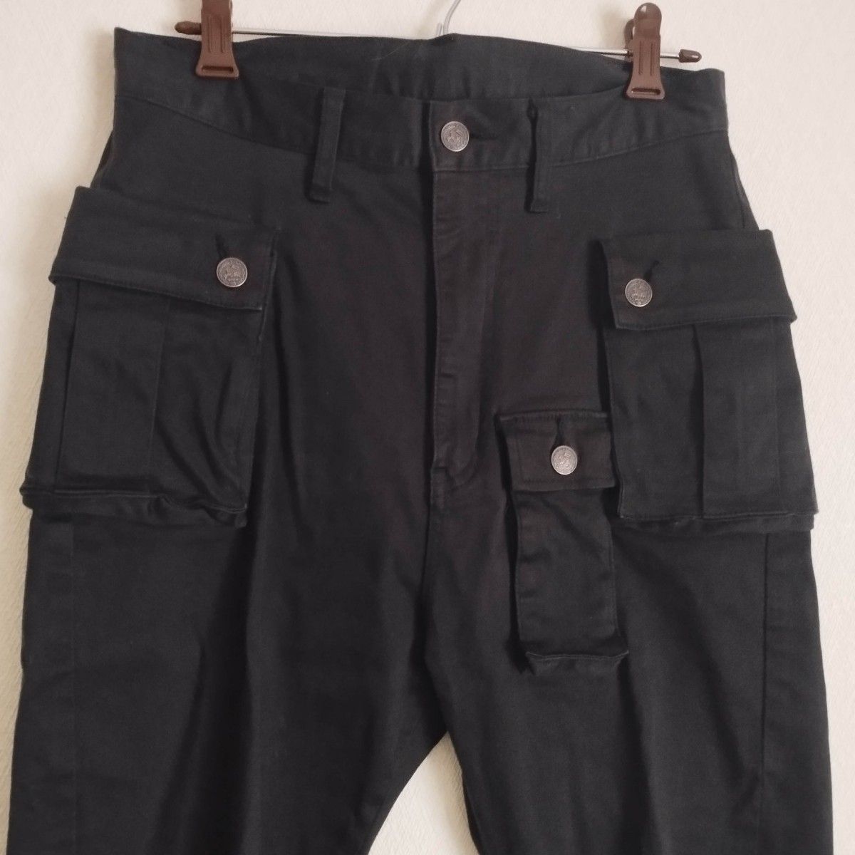 glamb upland cargo サルエル カーゴパンツ ロングリブ 黒 size1 glamb upland cargo サルエル カーゴパンツ ロングリブ 黒 size1