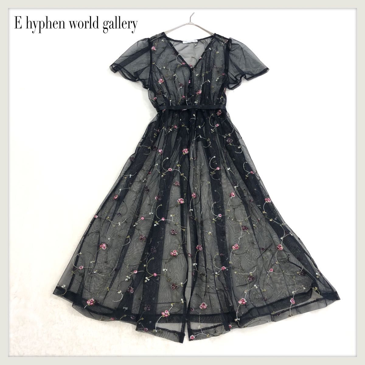 217 ワンピース シースルー 刺繍 花柄 黒 カーディガン 透け感 217 ワンピース シースルー 刺繍 花柄 黒 カーディガン 透け感