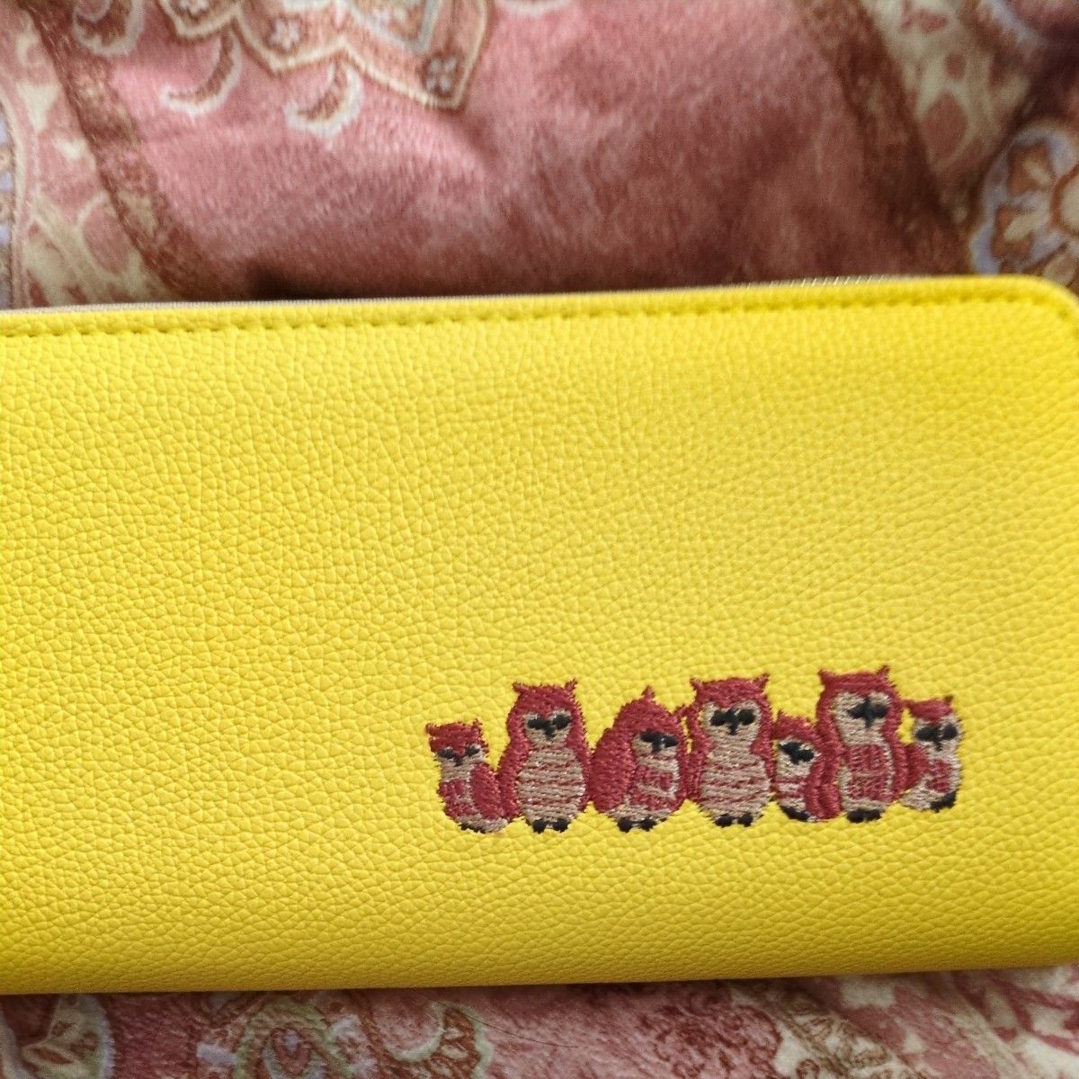 ふくろう 福財布 幸運 開運 アイテム 黄色 フクロウ 刺繍 長財布 ふくろう 福財布 幸運 開運 アイテム 黄色 フクロウ 刺繍 長財布
