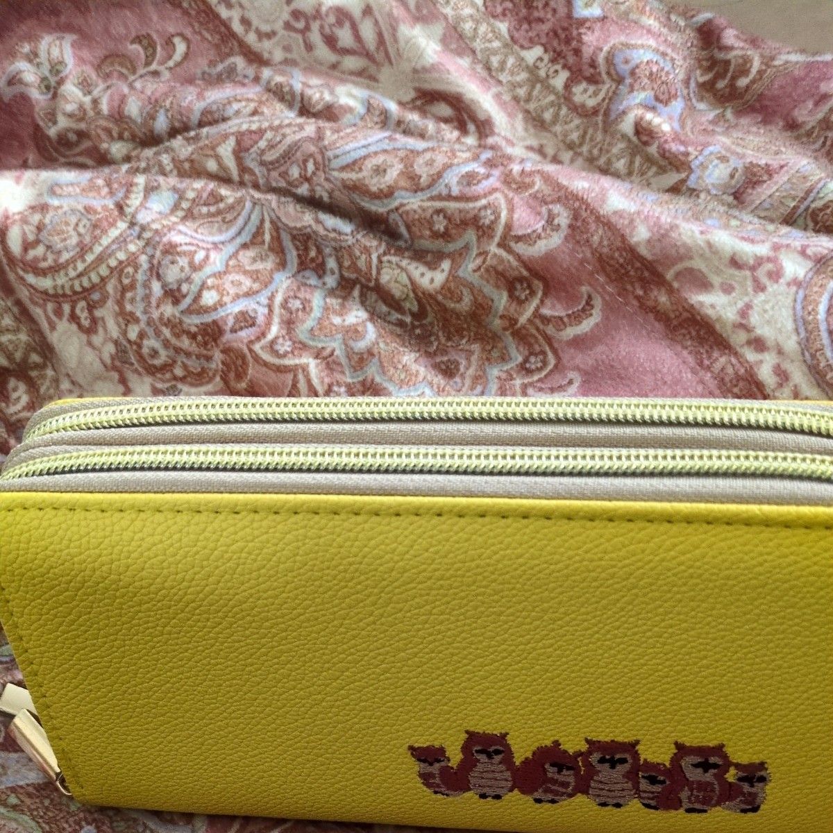 ふくろう 福財布 幸運 開運 アイテム 黄色 フクロウ 刺繍 長財布 ふくろう 福財布 幸運 開運 アイテム 黄色 フクロウ 刺繍 長財布