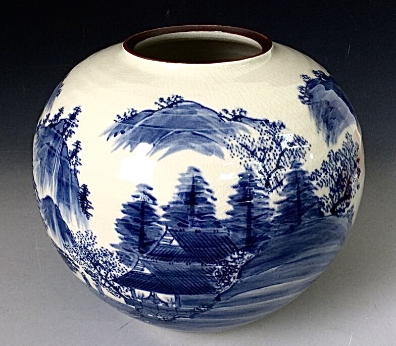 九谷焼 久谷 玉竜 窯 花器 花瓶 花入れ 壺 華道 和室 高さ20cm 九谷焼 久谷 玉竜 窯 花器 花瓶 花入れ 壺 華道 和室 高さ20cm