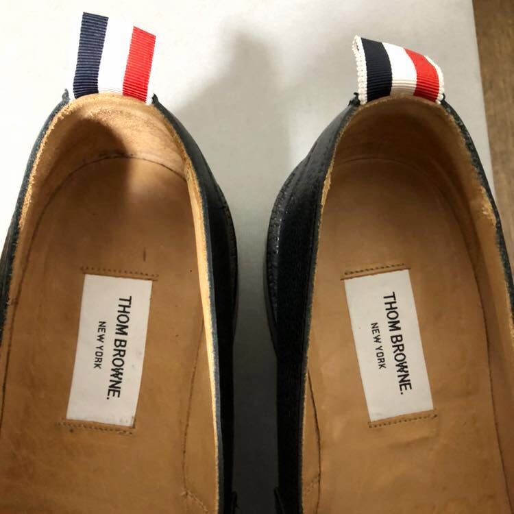 【美品】 THOM BROWNE トムブラウン 定番 ペニー ローファー レザーソール ブラック ペブルグレインレザー us 9 シューズ ブーツ