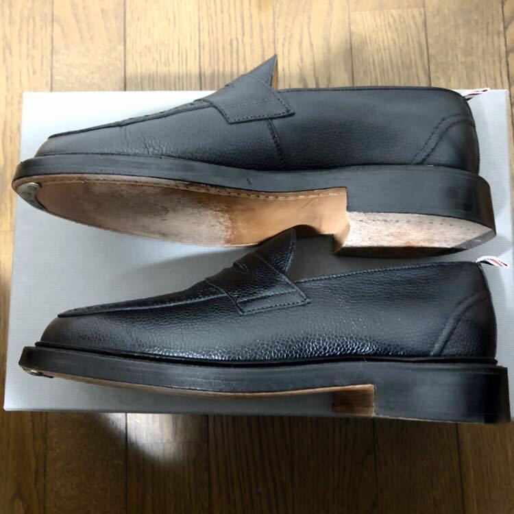 【美品】 THOM BROWNE トムブラウン 定番 ペニー ローファー レザーソール ブラック ペブルグレインレザー us 9 シューズ ブーツ