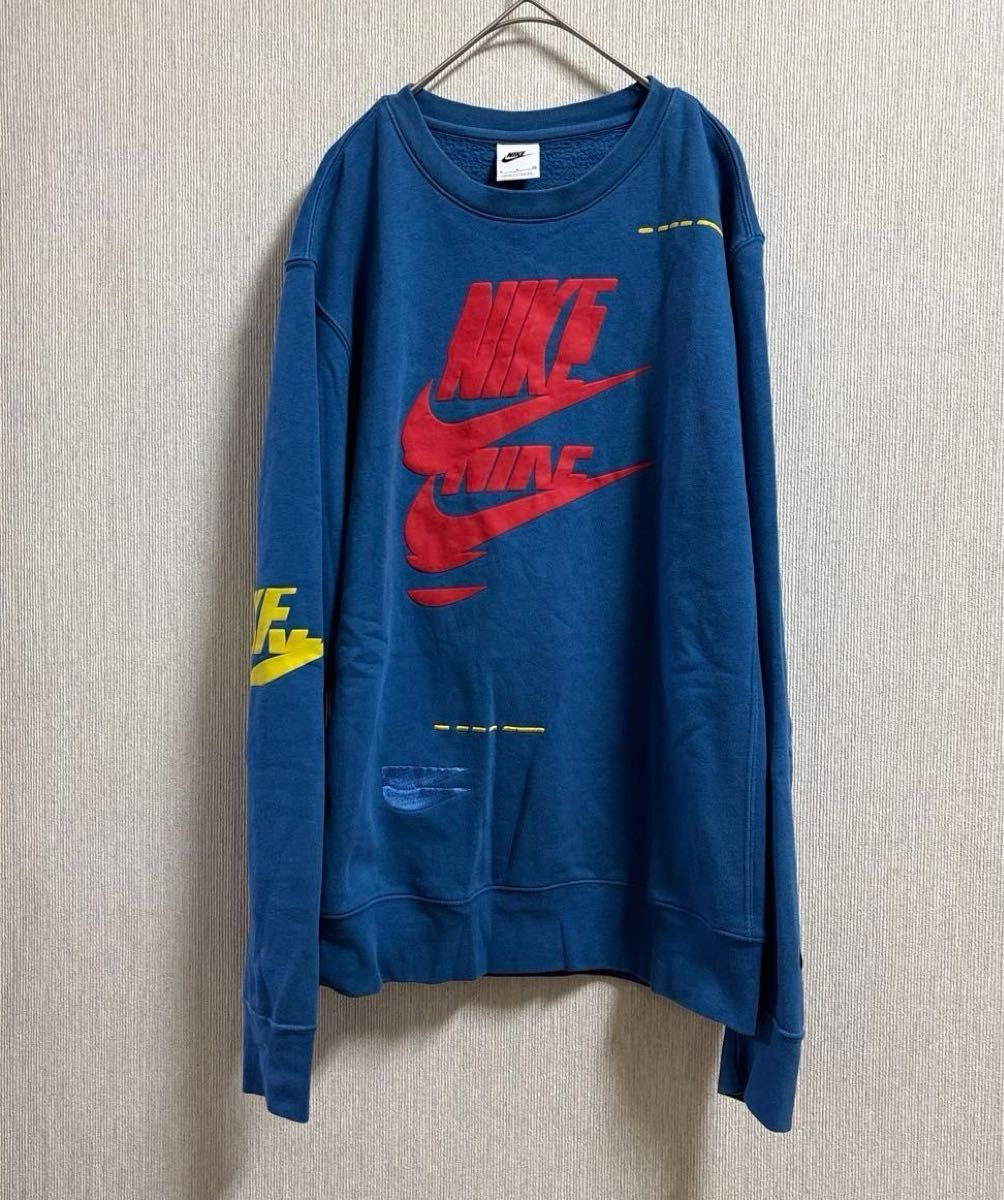 NIKE ナイキ ロゴ 刺繍入り スウェット トレーナー ブルー系 NIKE ナイキ ロゴ 刺繍入り スウェット トレーナー ブルー系
