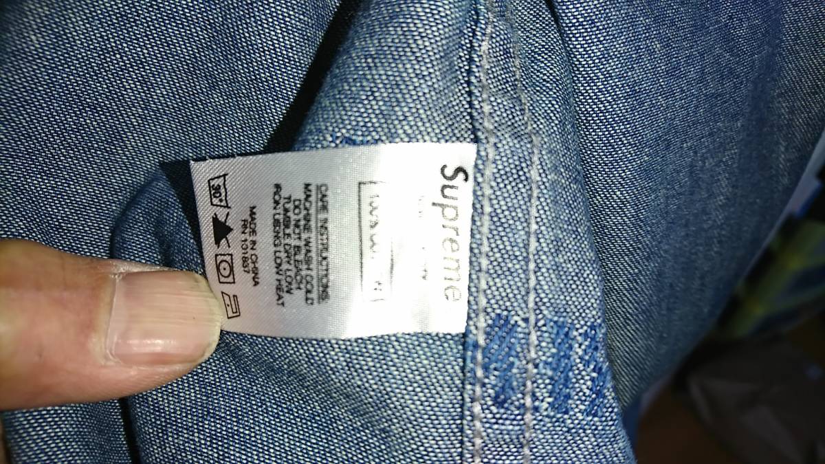 SUPREME DENIM SHIRT LOGO シュプリーム デニムシャツ 総ロゴ M 長袖
