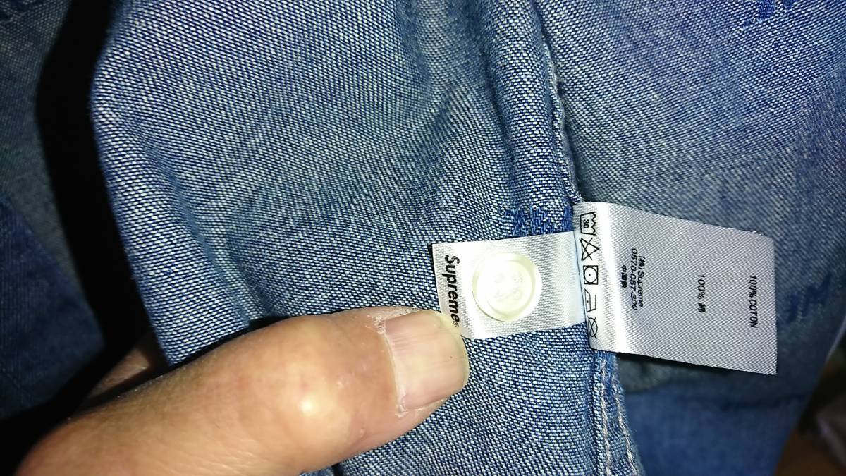 SUPREME DENIM SHIRT LOGO シュプリーム デニムシャツ 総ロゴ M 長袖