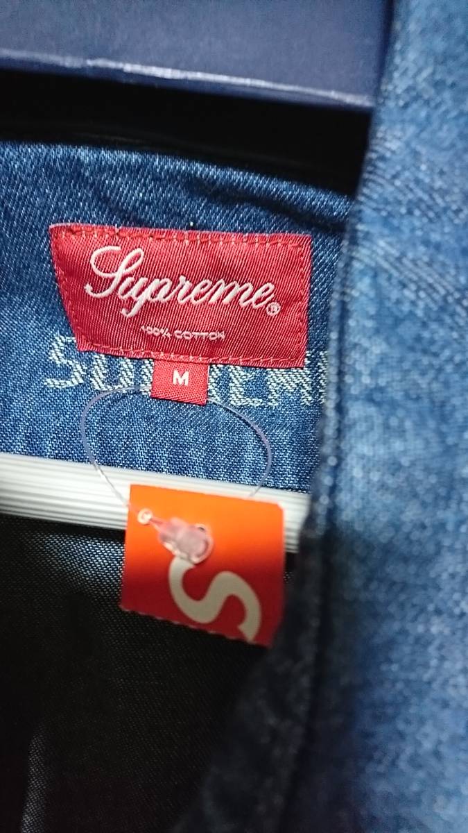 SUPREME DENIM SHIRT LOGO シュプリーム デニムシャツ 総ロゴ M 長袖