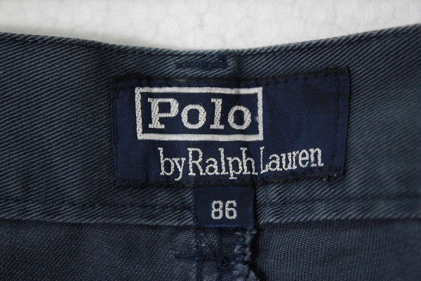 90's ポロラルフローレン 2タック コットン チノショーツ 紺 (86) ネイビー ショートパンツ 90年代 旧タグ POLO