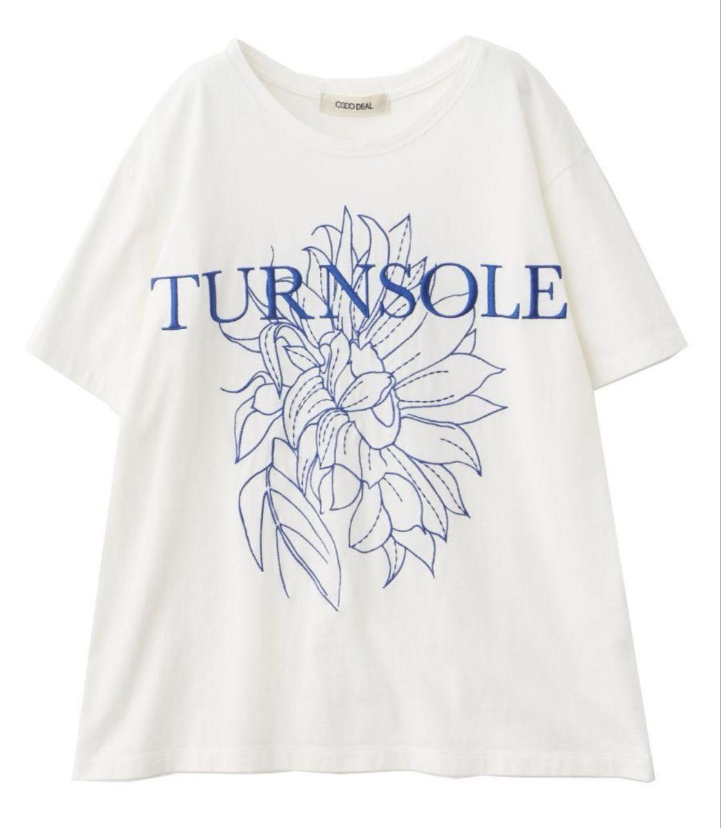 ココディール ひまわり刺繍Tシャツ Tシャツ ホワイト 半袖T ココディール ひまわり刺繍Tシャツ Tシャツ ホワイト 半袖T