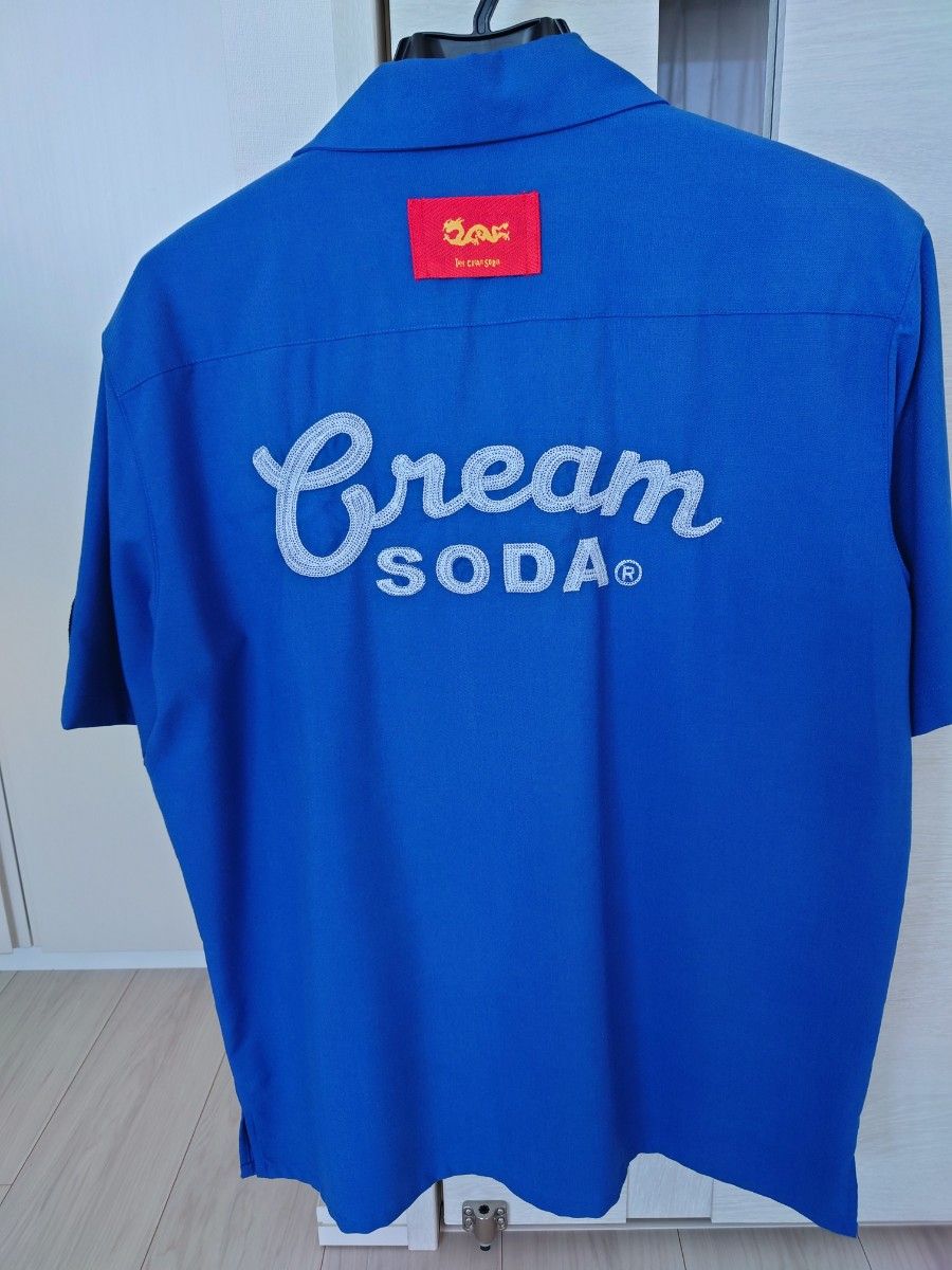 クリームソーダ ボーリングシャツ オープンシャツ半袖 ブルー L クリームソーダ ボーリングシャツ オープンシャツ半袖 ブルー L