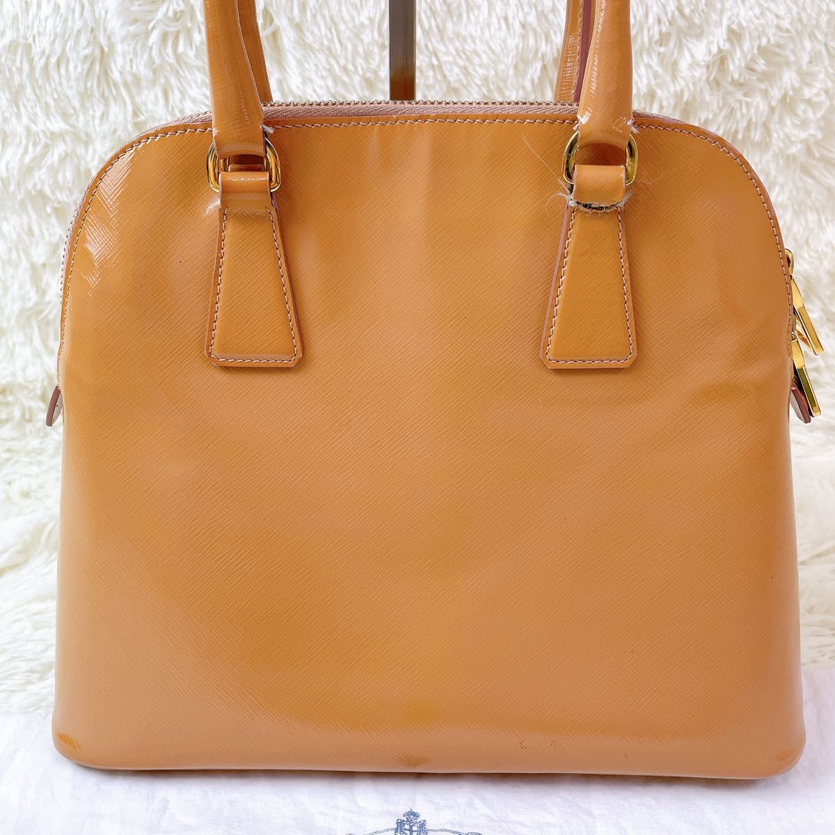 美品 プラダ PRADA サフィアーノ レザー ハンドバッグ キャメル 美品 プラダ PRADA サフィアーノ レザー ハンドバッグ キャメル