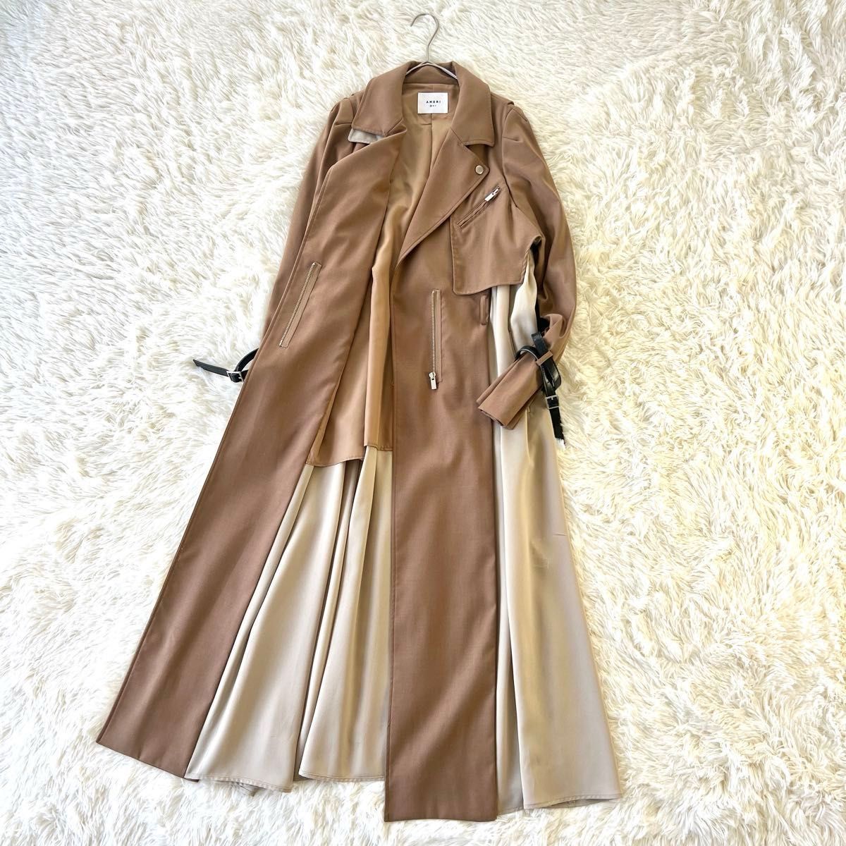 美品】AMERI Vintage RIDERS DETAIL COAT ベージュ|Yahoo 美品】AMERI Vintage RIDERS DETAIL COAT ベージュ|Yahoo