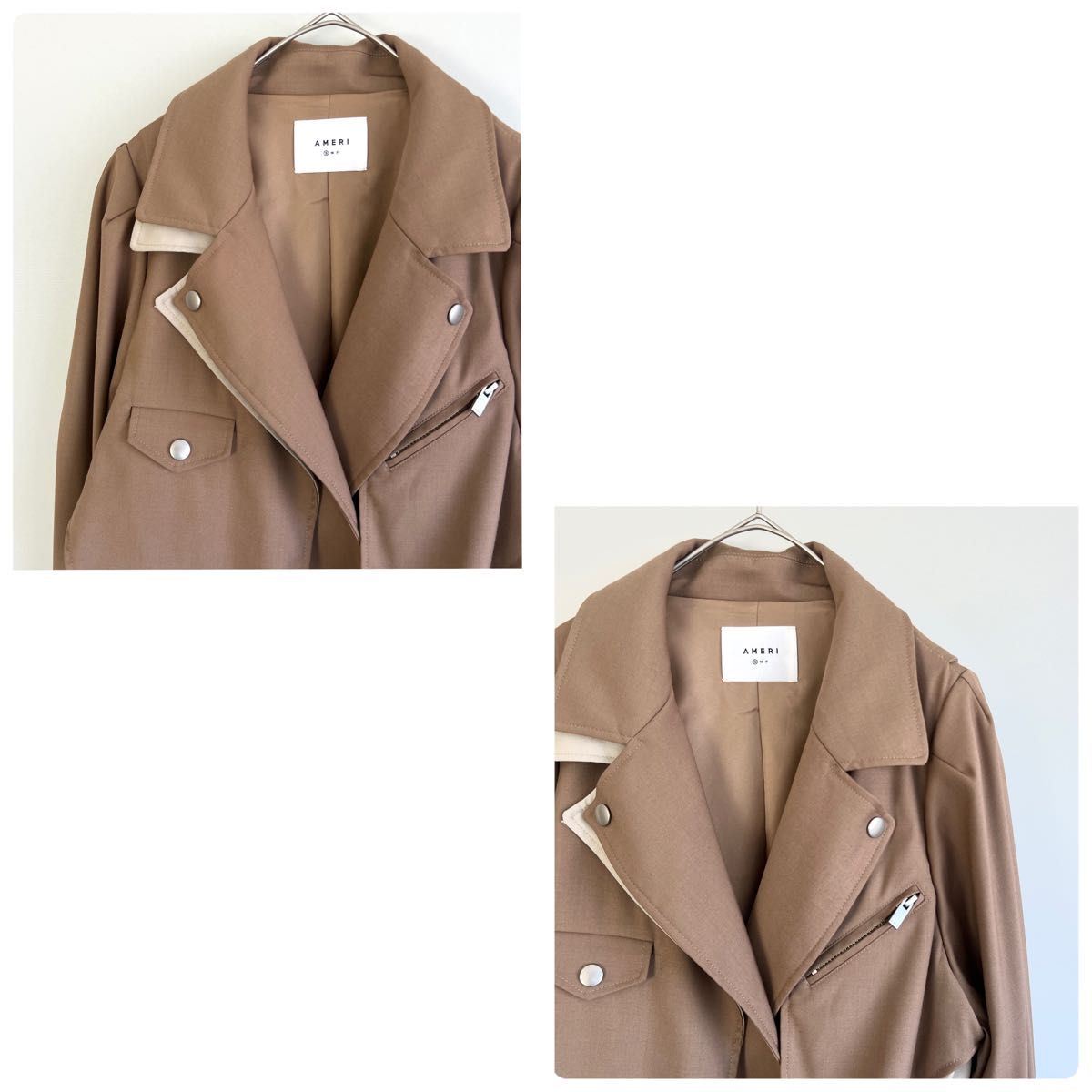 美品】AMERI Vintage RIDERS DETAIL COAT ベージュ|Yahoo 美品】AMERI Vintage RIDERS DETAIL COAT ベージュ|Yahoo