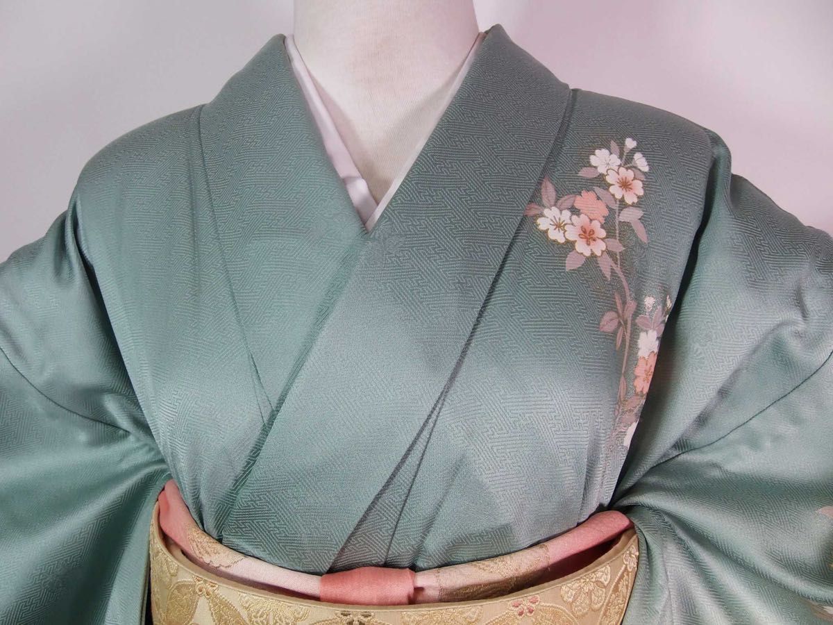 豪華 単衣 附け下げ 訪問着 友禅 花本文様 金彩 沙耶型地紋 着物 豪華 単衣 附け下げ 訪問着 友禅 花本文様 金彩 沙耶型地紋 着物